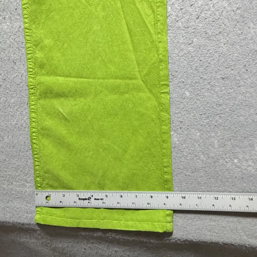 Zara Pants Women’s Size 6 Lime Green Mid-Rise Full Length Wide Leg Linen Blend